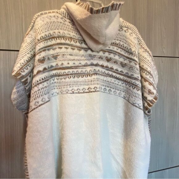 Cozy Hooded Shawl Cardigan Sweater Coat One Size Cream - Picture 8 of 10